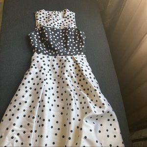 L.K. Bennet Cream Black Polka Dot Dress